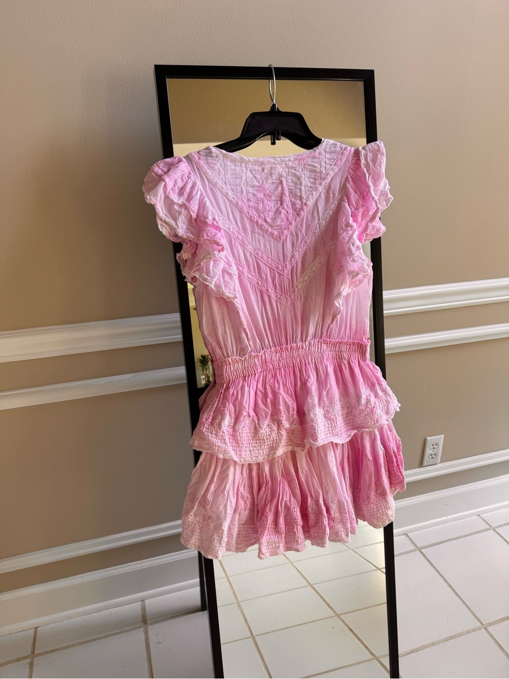 LoveShackFancy tie dye Gwen Dress in Peony Pink Lace-Trim Cotton size M - Picture 5 of 9
